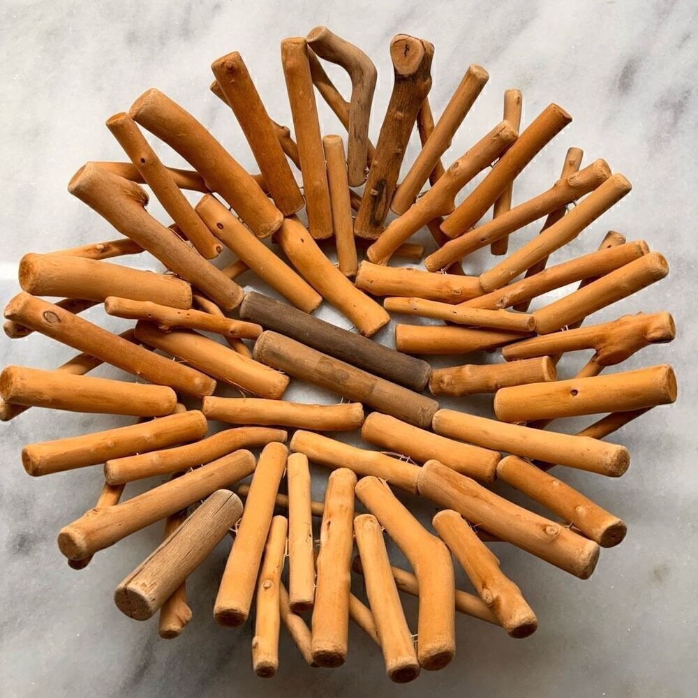 Natural Driftwood Handmade Round Wooden Fruit Basket Bowl Center Piece Home Deco